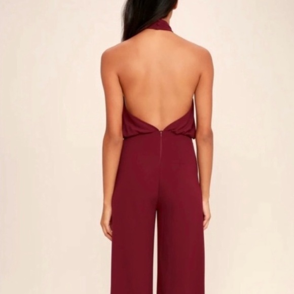 Lulu's Chic Burgundy Halter Jumpsuit - Picture 3 of 11